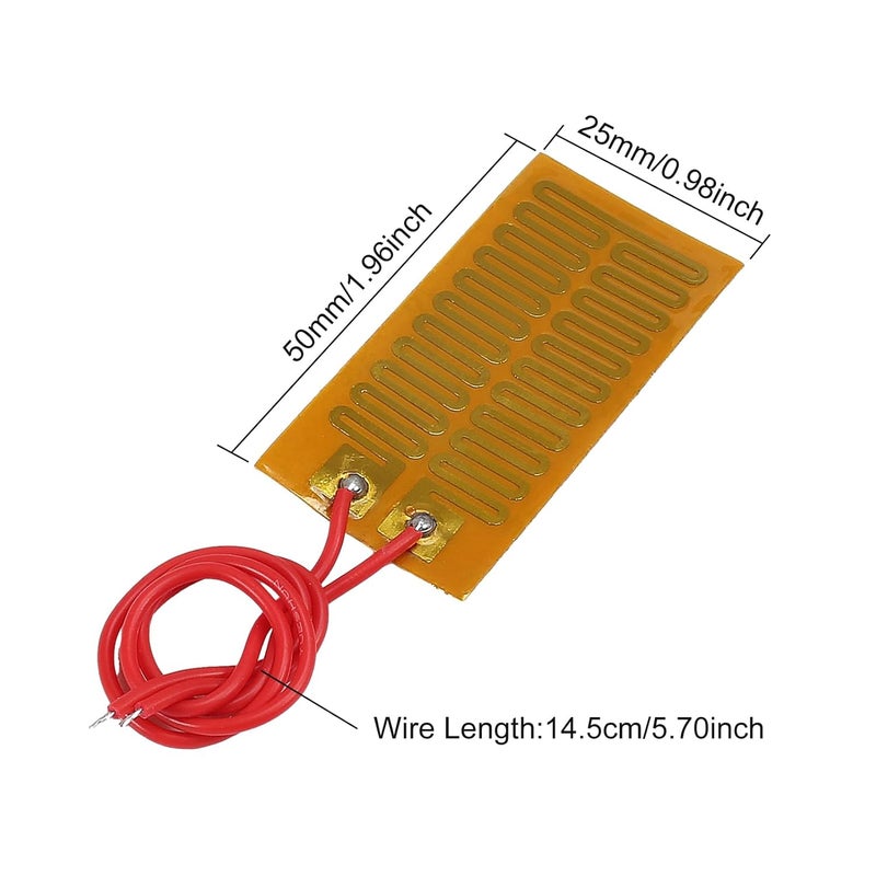 Coliao 6pcs Film Heater Plate Adhesive Pad 12V 7W 25mmx50mm PI Heating Elements Film Strip Heater Adhesive Polyimide Heater Plate - Image 2